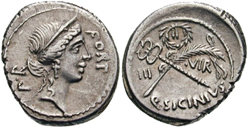 sicinia roman coin denarius